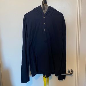 Navy Michael Kors long sleeve, hooded shirt.